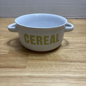 Mulberry Home Collection white/green 2 Handled Cereal Soup Bowl